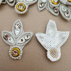 White Pearl & Crystal Leaf Motif Rhinestone Applique Patch – Pack of 25