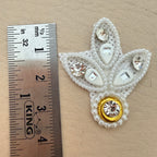 White Pearl & Crystal Leaf Motif Rhinestone Applique Patch – Pack of 25