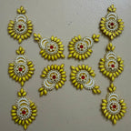 Yellow Enamel & Pearl Rhinestone Diamond Floral Applique Patch – Pack of 10