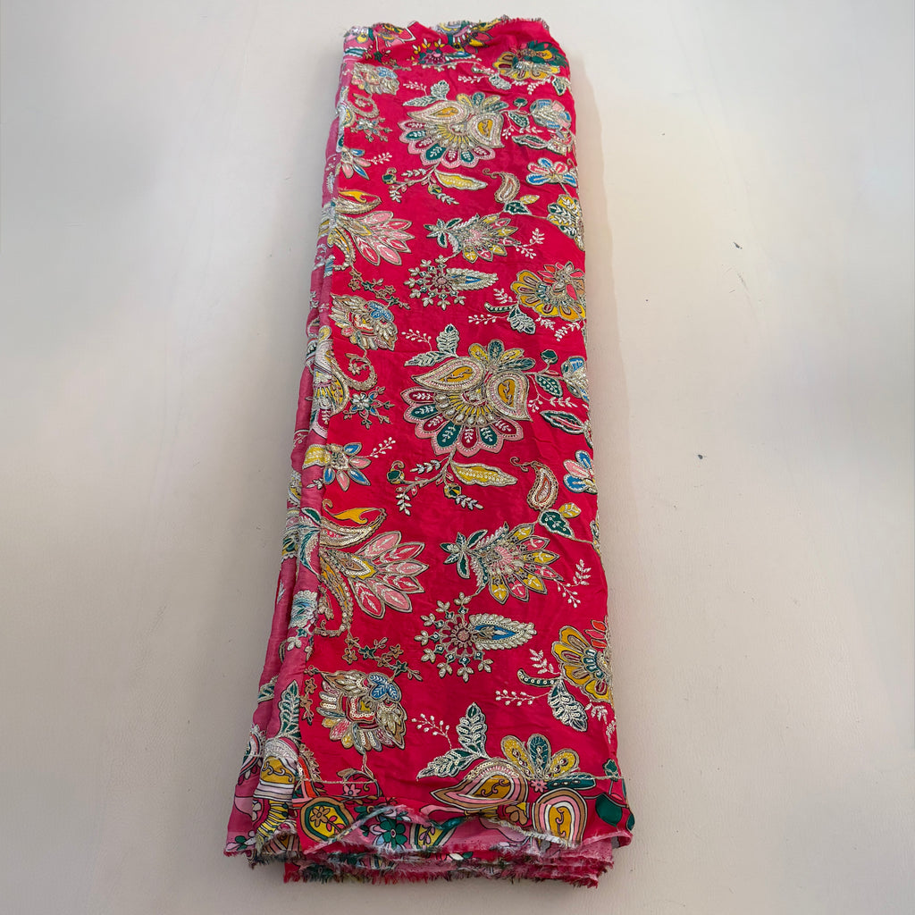 Pink  Dola Silk Embroidered Fabric – 44" Wide | By the Yard