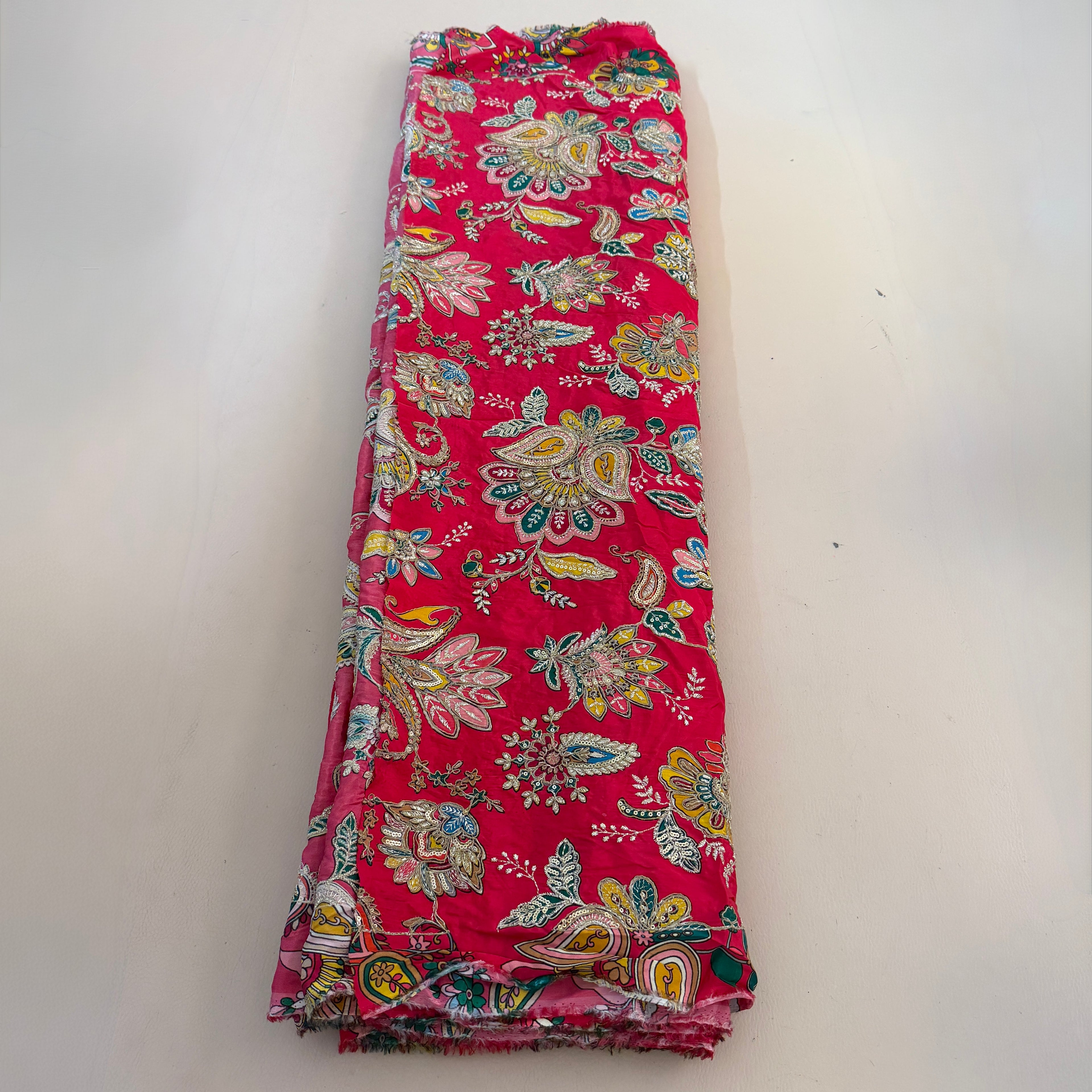 Pink  Dola Silk Embroidered Fabric – 44" Wide | By the Yard
