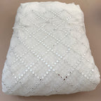 White Mirror Work Embroidered Fabric | 40" Wide
