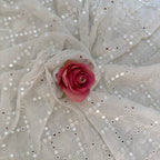 White Mirror Work Embroidered Fabric | 40" Wide