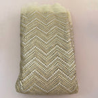 Zigzag Sequin Net Lace Fabric – Gold Chevron Embroidery | 46" Width