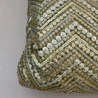 Zigzag Sequin Net Lace Fabric – Gold Chevron Embroidery | 46" Width
