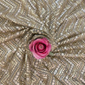 Zigzag Sequin Net Lace Fabric – Gold Chevron Embroidery | 46" Width