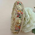 Decorative Lace with colorful embroidery on a white flower background