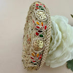 Decorative Lace with colorful embroidery on a white flower background