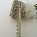Decorative ribbon with intricate patterns on a white background