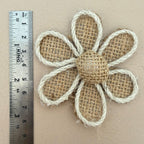 Front and back view of burlap daisy flower patch