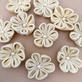 Rustic Burlap Daisy Flower Patch with Pearl Center- Pack of 5