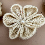 Rustic Burlap Daisy Flower Patch with Pearl Center- Pack of 5
