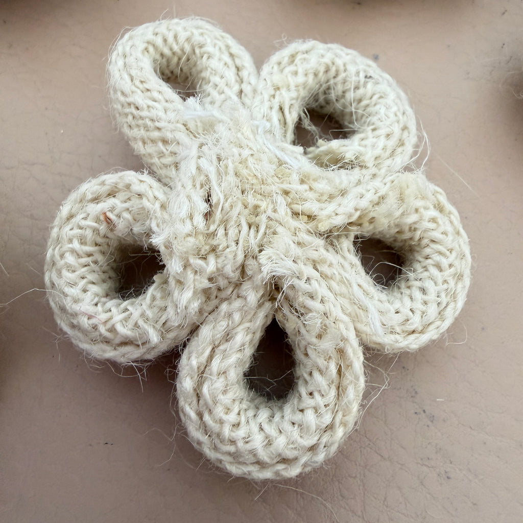 Rustic Burlap Rope Daisy Flower Patch with Coiled Center- Pack of 5