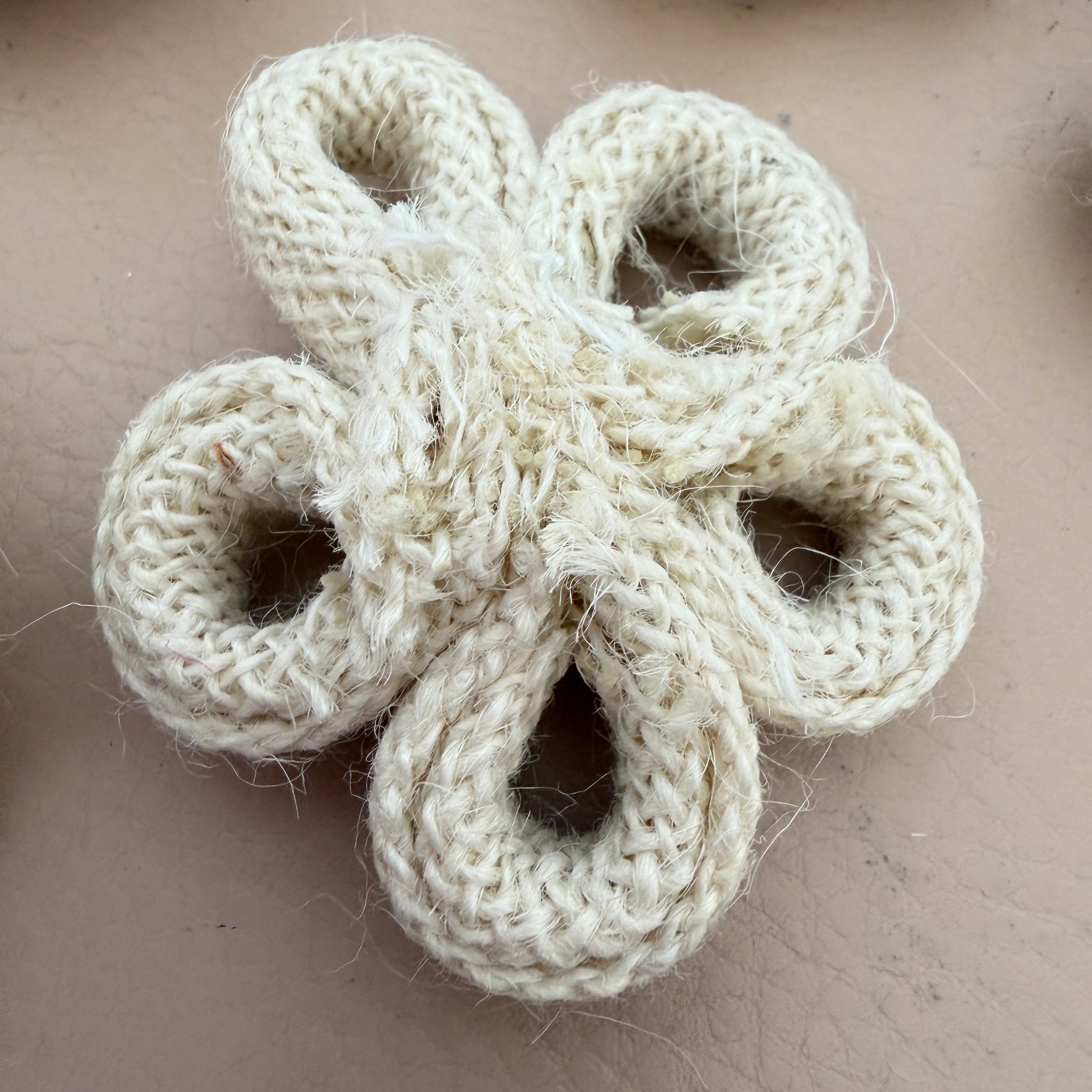 Rustic Burlap Rope Daisy Flower Patch with Coiled Center- Pack of 5