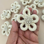 Rustic Burlap Rope Daisy Flower Patch with Coiled Center- Pack of 5