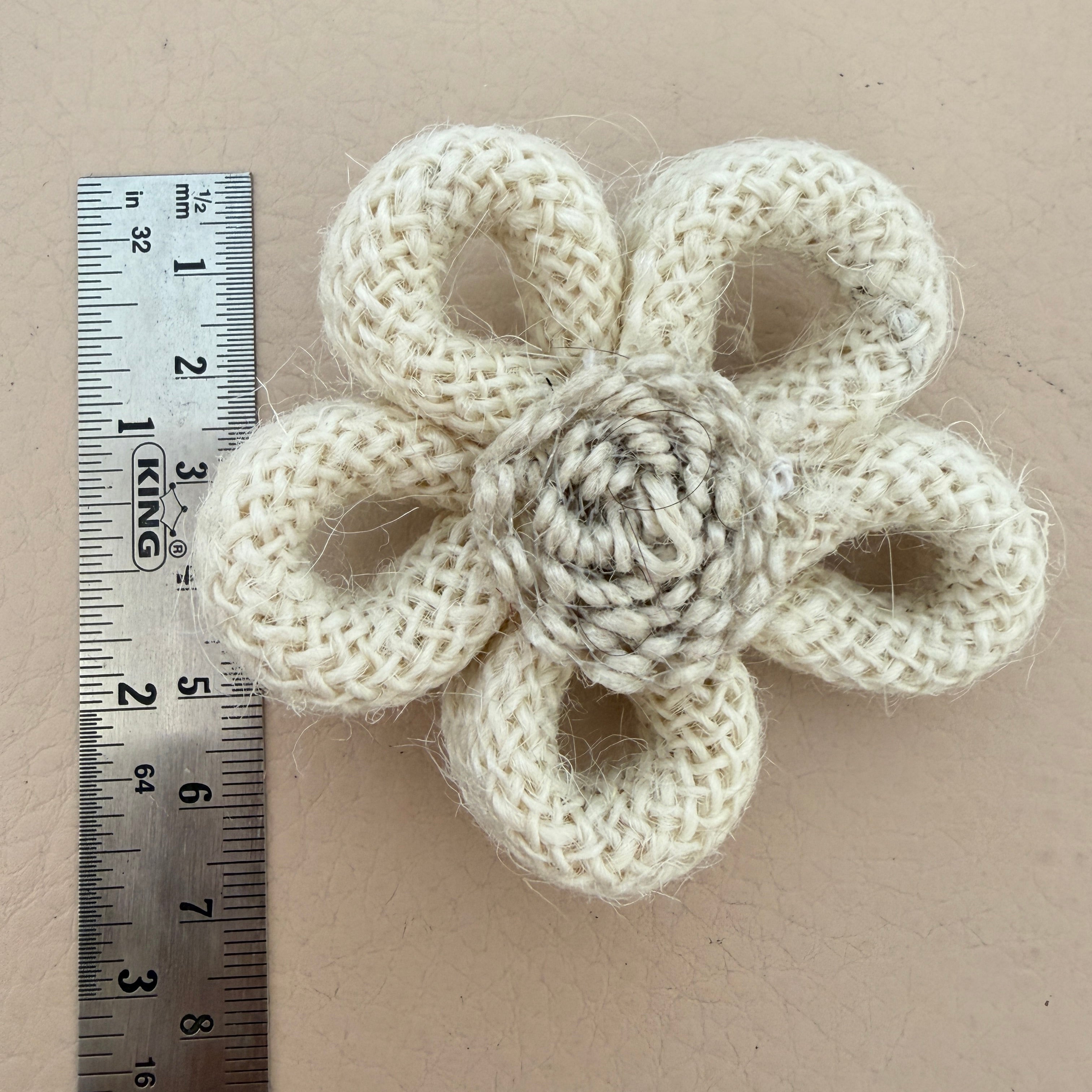 Rustic Burlap Rope Daisy Flower Patch with Coiled Center- Pack of 5