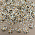 Ivory Leaf Patch Bouquet Pearl Rhinestone Applique – Pack of 25