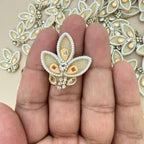 Ivory Leaf Patch Bouquet Pearl Rhinestone Applique – Pack of 25