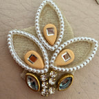Ivory Leaf Patch Bouquet Pearl Rhinestone Applique – Pack of 25