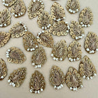 Patches for Sewing Gold Paisley Leaf Zardozi Appliques – Pack of 10