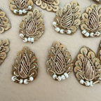 Patches for Sewing Gold Paisley Leaf Zardozi Appliques – Pack of 10