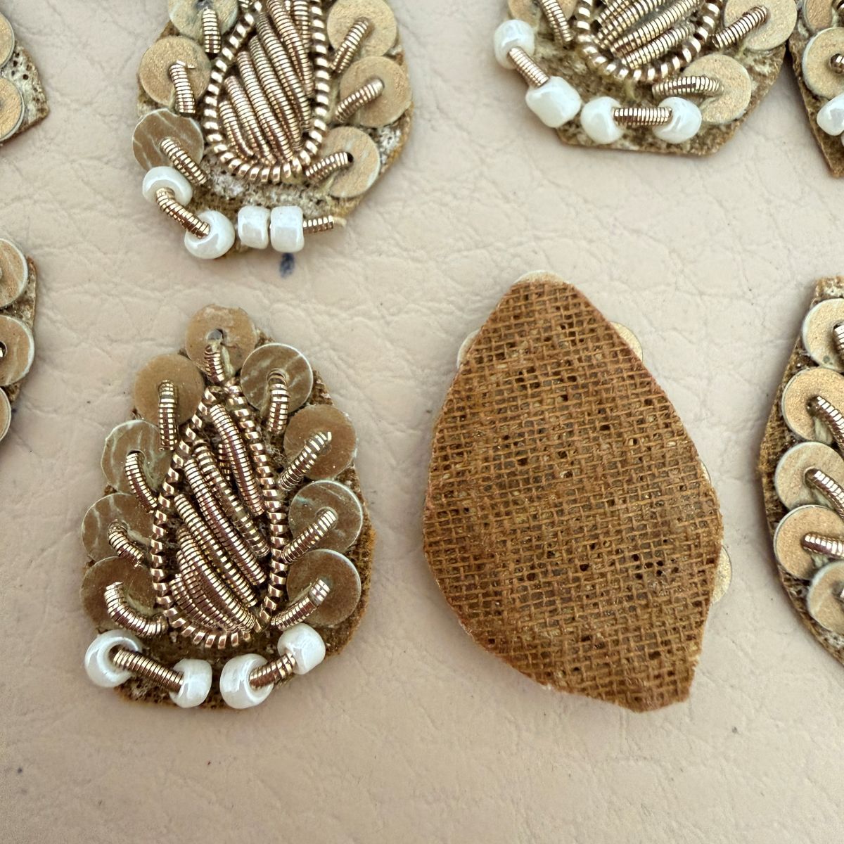 Patches for Sewing Gold Paisley Leaf Zardozi Appliques – Pack of 10