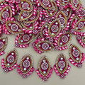 Pink Rhinestone Pearl Teardrop Applique  Pack of 10