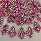 Pink Rhinestone Pearl Teardrop Applique  Pack of 10
