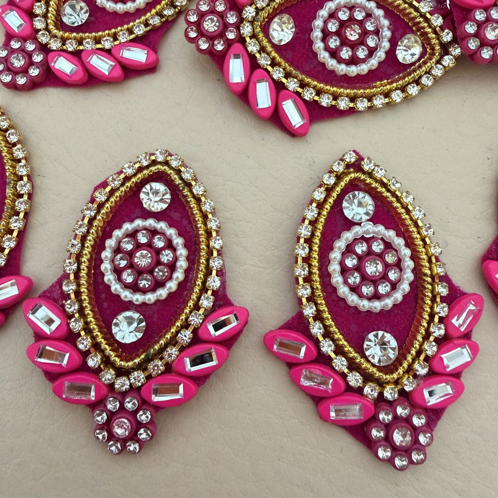 Pink Rhinestone Pearl Teardrop Applique  Pack of 10