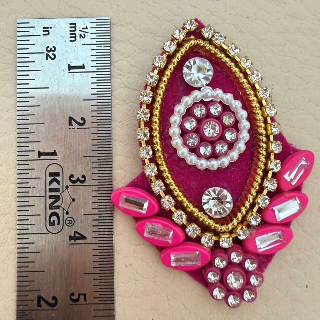 Pink Rhinestone Pearl Teardrop Applique  Pack of 10