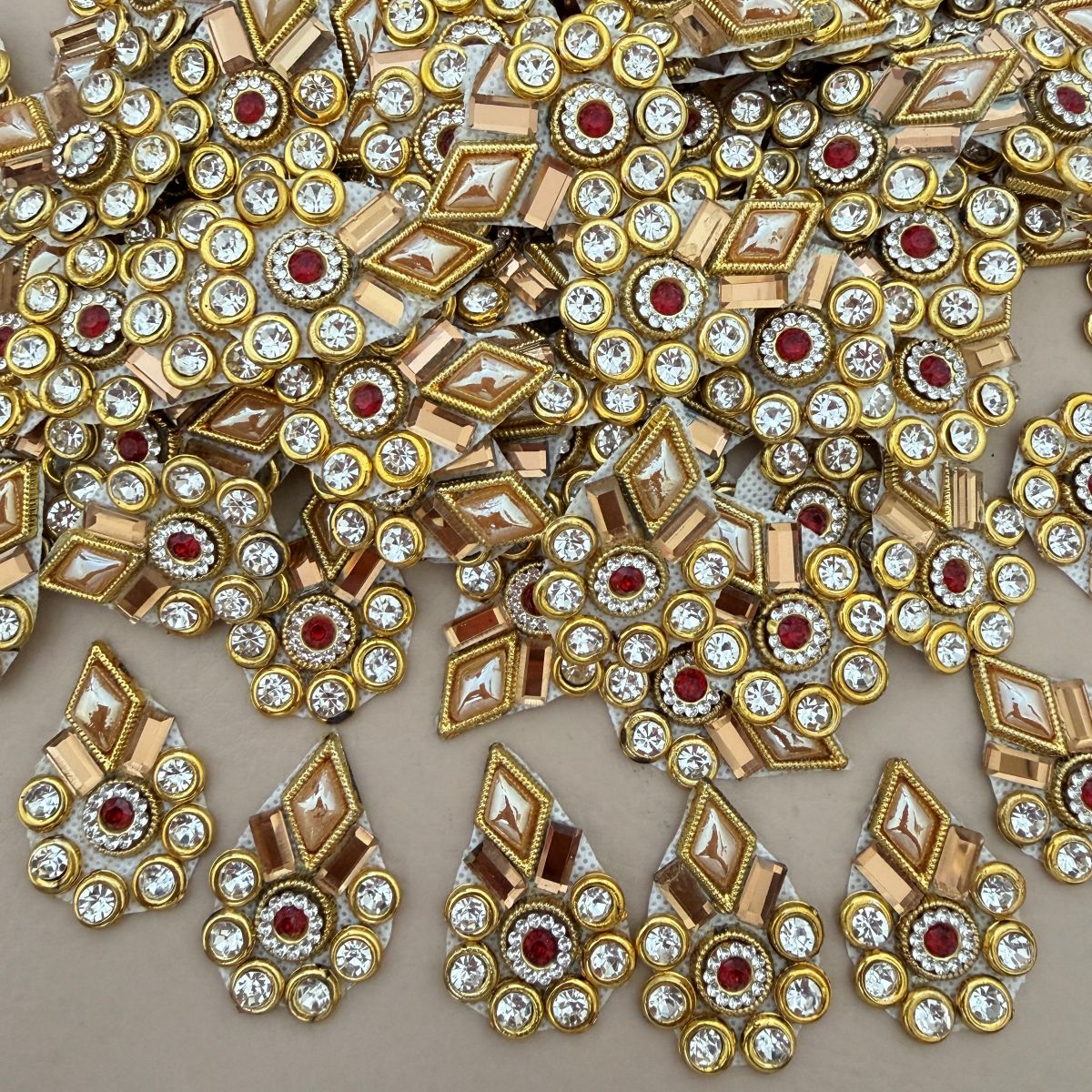 Gold Diamond Rhinestone Applique Patch for Sew on Craft Pack of 10