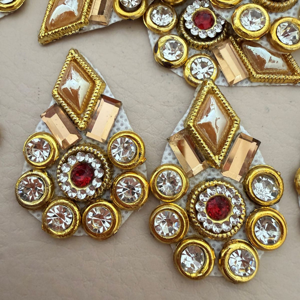 Gold Diamond Rhinestone Applique Patch for Sew on Craft Pack of 10