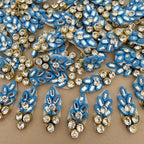 Blue Floral Rhinestone Craft Supplies Applique Patch Pack of 10