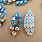 Blue Floral Rhinestone Craft Supplies Applique Patch Pack of 10