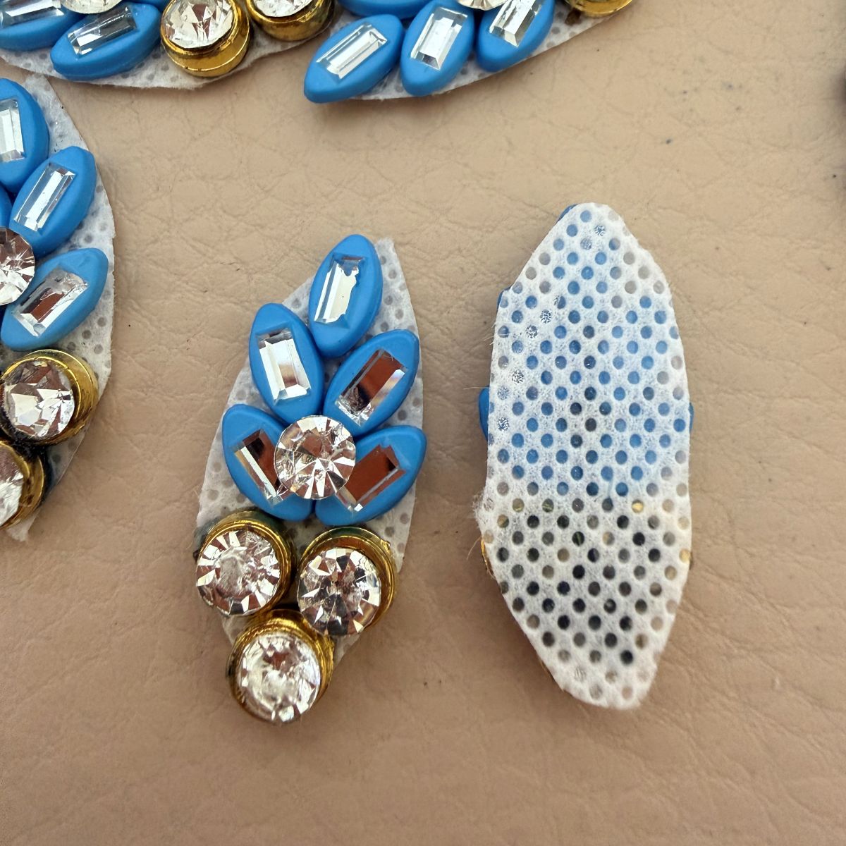 Blue Floral Rhinestone Craft Supplies Applique Patch Pack of 10