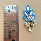 Blue Floral Rhinestone Craft Supplies Applique Patch Pack of 10