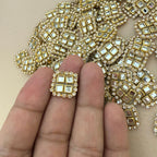 Kundan Mirror Square Patch with Rhinestone Border Applique – Pack of 10