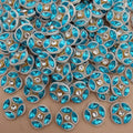 Sky Blue Floral Patch With Pearl Border Crystal Embellishment