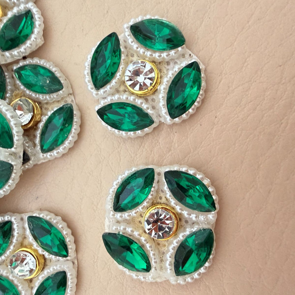 Emerald Green Crystal Appliques for Blouse embellished Home Decor Patch Pack of 25