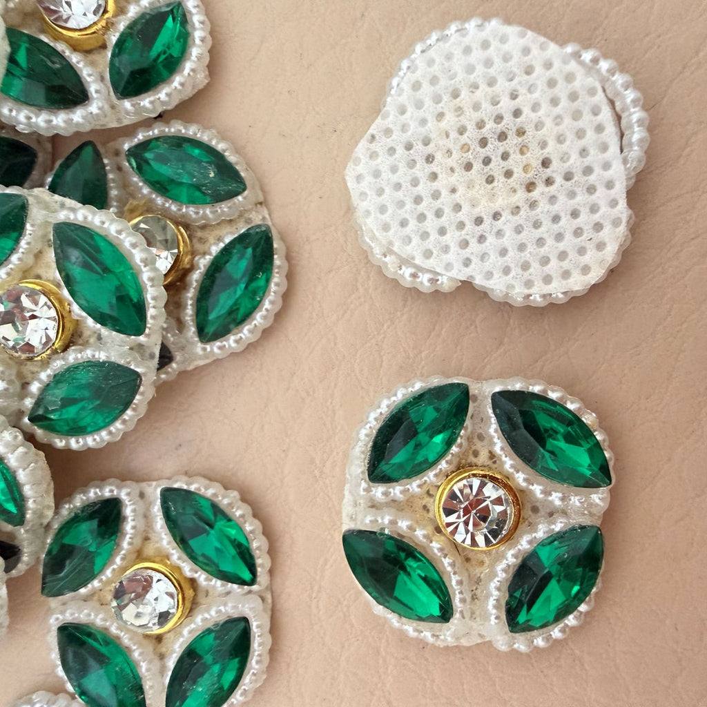 Emerald Green Crystal Appliques for Blouse embellished Home Decor Patch Pack of 25