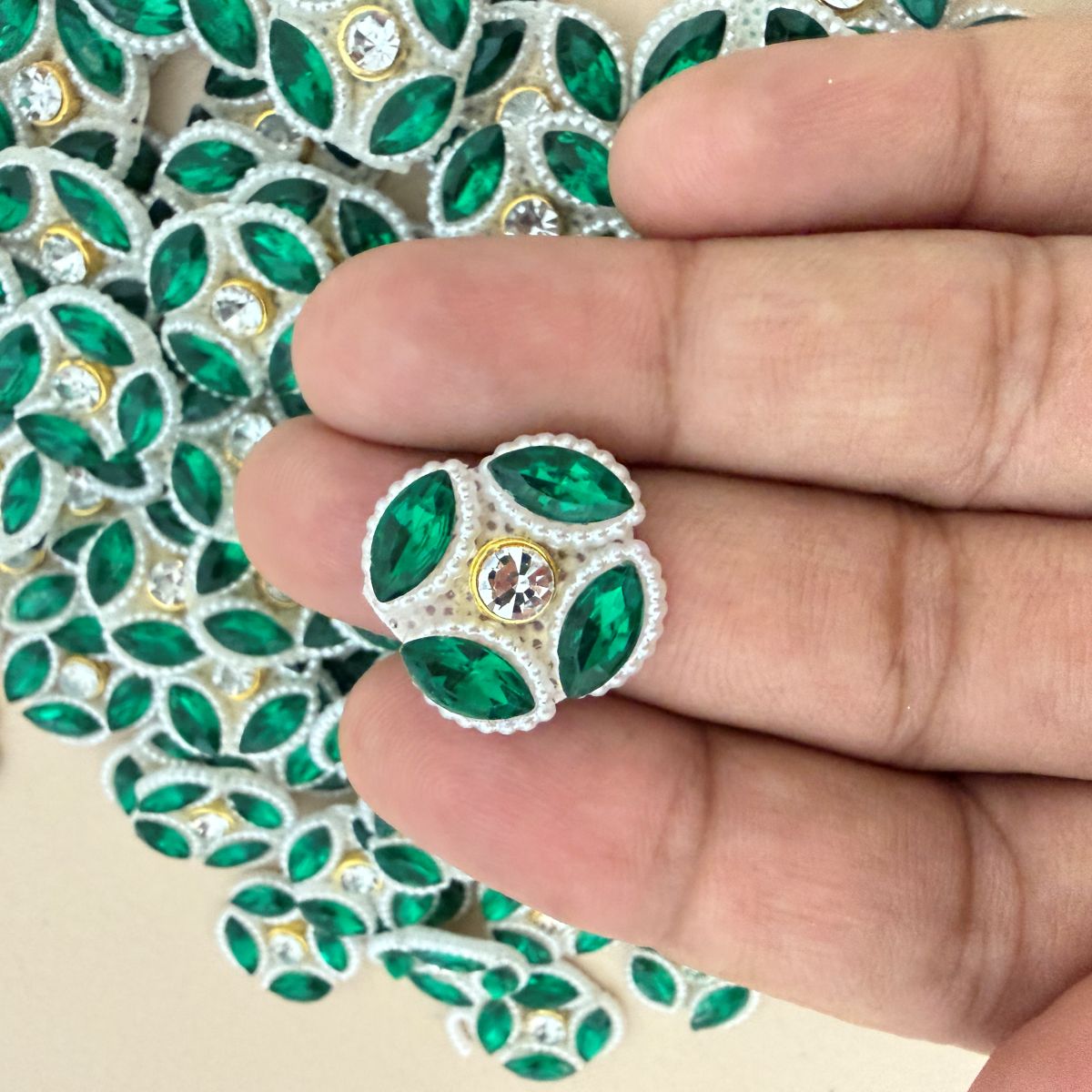 Emerald Green Crystal Appliques for Blouse embellished Home Decor Patch Pack of 25