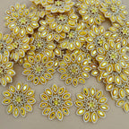 Yellow Sunflower Rhinestone & Pearl Embellishment Patch pack of 10
