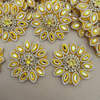 Yellow Sunflower Rhinestone & Pearl Embellishment Patch pack of 10