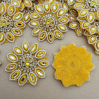 Yellow Sunflower Rhinestone & Pearl Embellishment Patch pack of 10