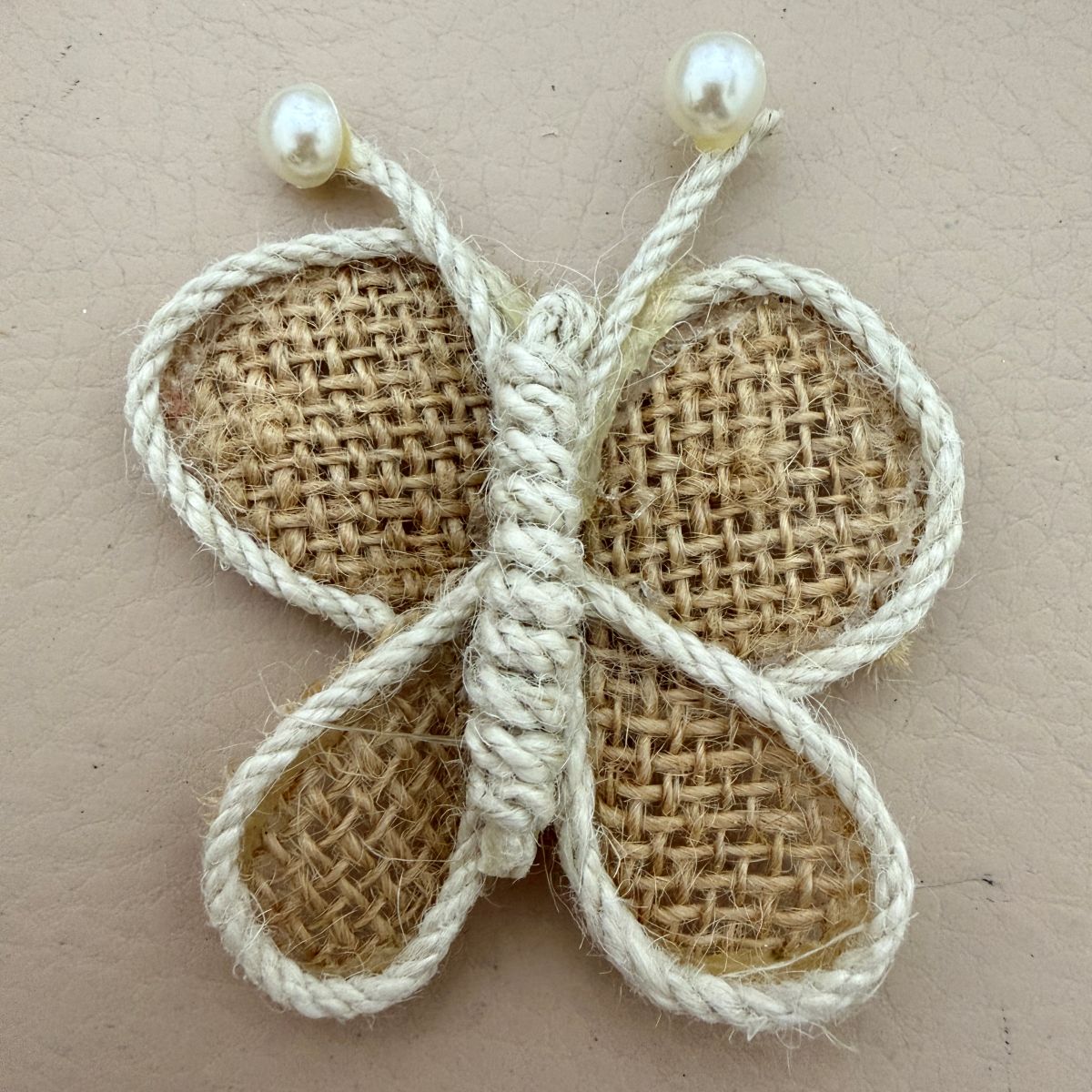 Rustic Burlap Butterfly Patches with Rope Border - Pack of 5