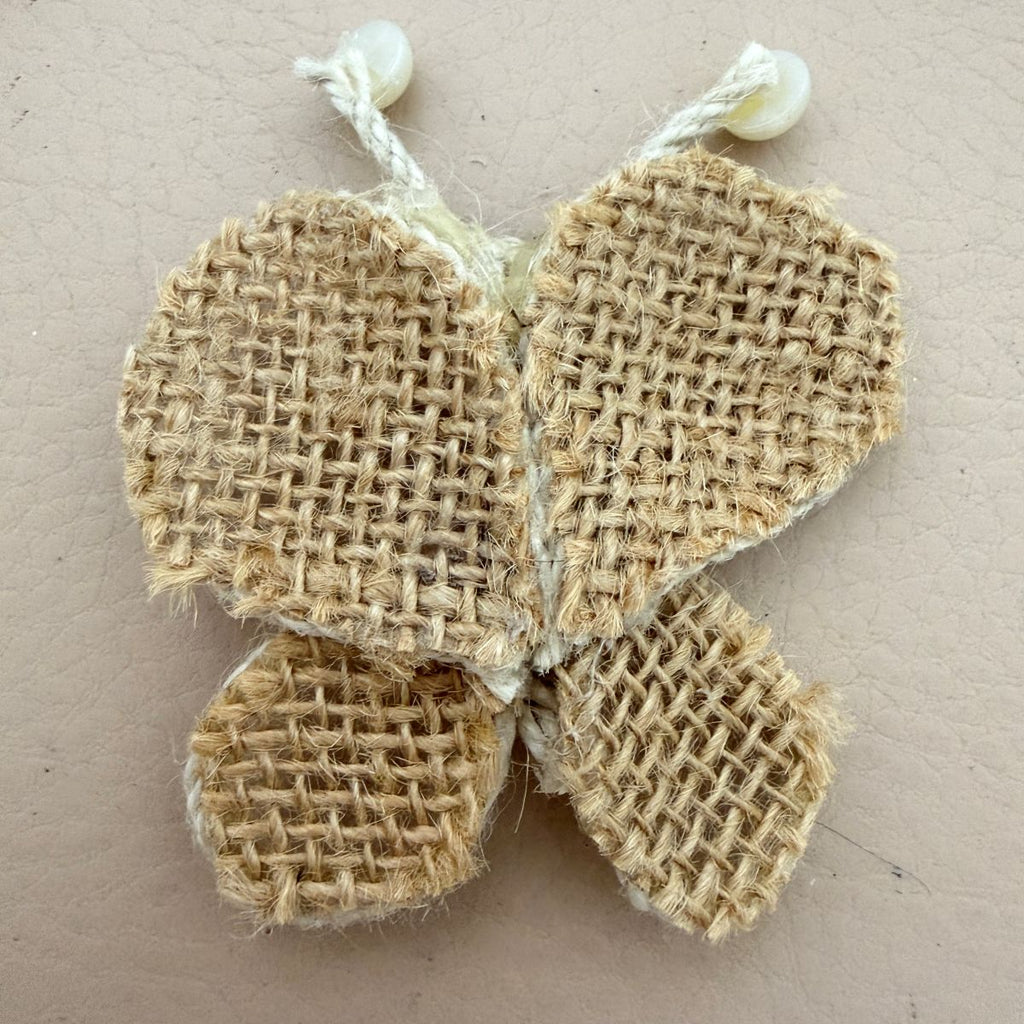 Rustic Burlap Butterfly Patches with Rope Border - Pack of 5