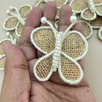 Rustic Burlap Butterfly Patches with Rope Border - Pack of 5