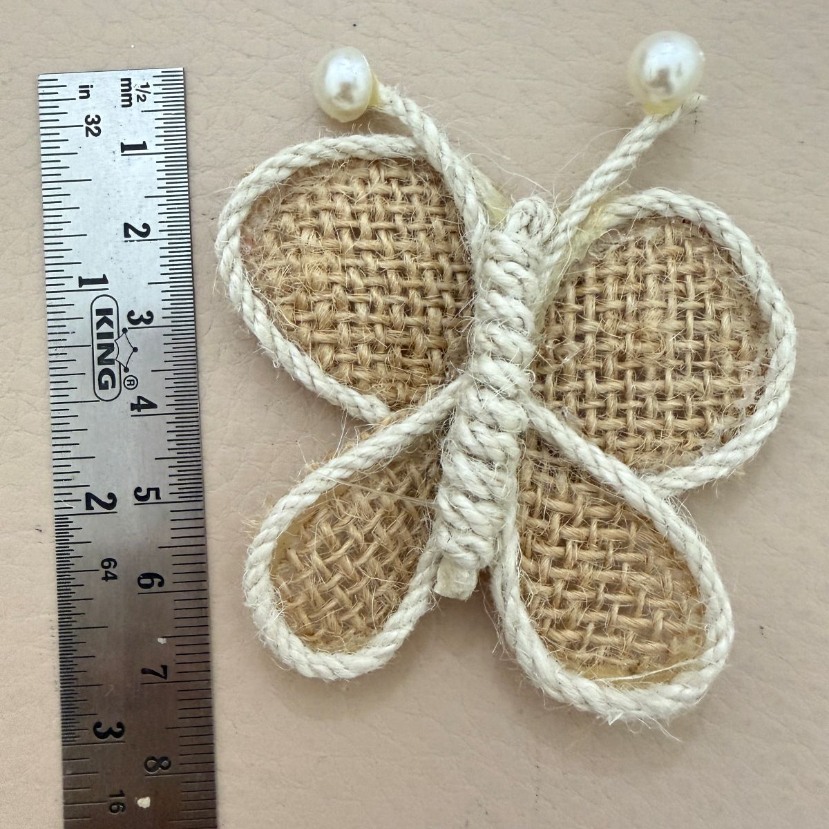 Rustic Burlap Butterfly Patches with Rope Border - Pack of 5