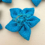 Handcrafted Blue Burlap Daisy Flower Patch-pack of 5