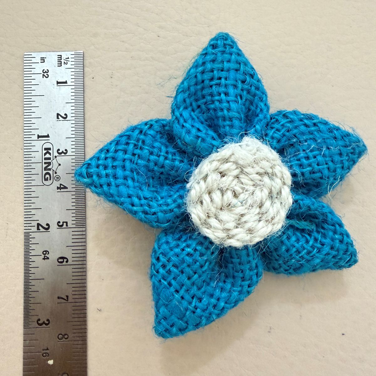 Handcrafted Blue Burlap Daisy Flower Patch-pack of 5